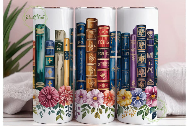Magical Library Books 20oz Tumbler Wrap Sublimation PixelChick 