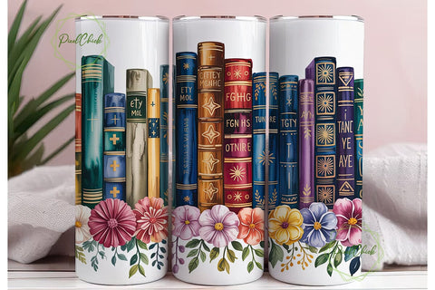 Magical Library Books 20oz Tumbler Wrap Sublimation PixelChick 
