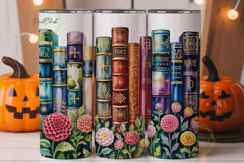 Magical Library Books 20oz Tumbler Wrap Sublimation PixelChick 