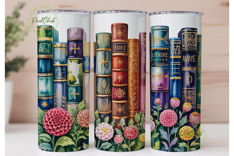 Magical Library Books 20oz Tumbler Wrap Sublimation PixelChick 