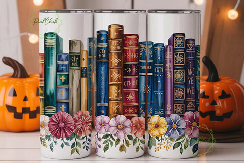 Magical Library Books 20oz Tumbler Wrap Sublimation PixelChick 