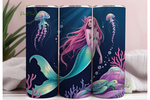 Magical Mermaid 20oz Tumbler Wrap Sublimation PixelChick 