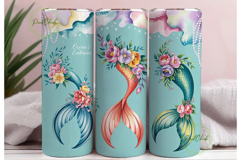 Magical Mermaid 20oz Tumbler Wrap Sublimation PixelChick 