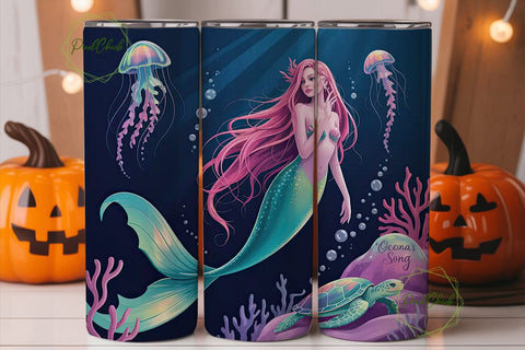 Magical Mermaid 20oz Tumbler Wrap Sublimation PixelChick 