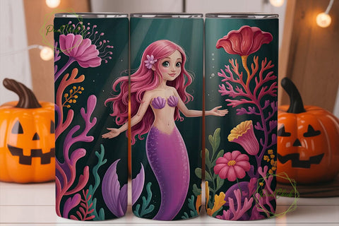 Magical Mermaid 20oz Tumbler Wrap Sublimation PixelChick 