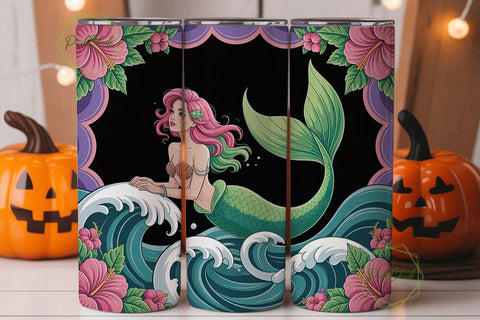 Magical Mermaid 20oz Tumbler Wrap Sublimation PixelChick 