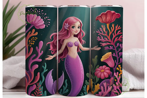 Magical Mermaid 20oz Tumbler Wrap Sublimation PixelChick 