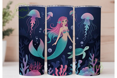 Magical Mermaid 20oz Tumbler Wrap Sublimation PixelChick 