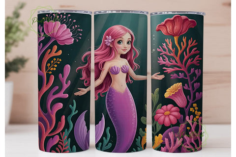 Magical Mermaid 20oz Tumbler Wrap Sublimation PixelChick 