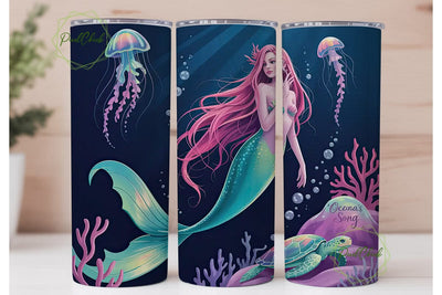 Magical Mermaid 20oz Tumbler Wrap Sublimation PixelChick 