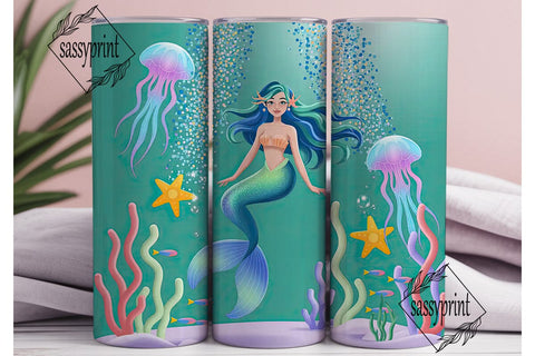 Magical Mermaid 20oz Tumbler Wrap Sublimation sassyprint 