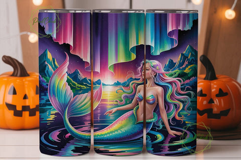 Magical Mermaid Aurora 20oz Tumbler Wrap Sublimation PixelChick 