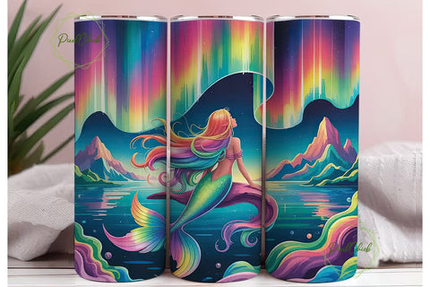 Magical Mermaid Aurora 20oz Tumbler Wrap Sublimation PixelChick 
