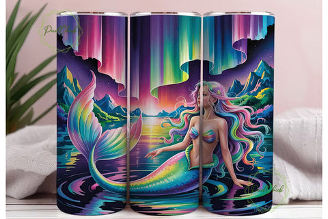 Magical Mermaid Aurora 20oz Tumbler Wrap Sublimation PixelChick 