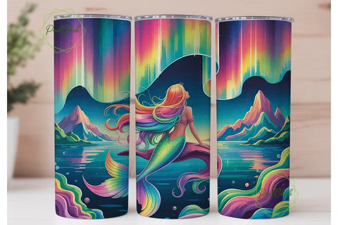 Magical Mermaid Aurora 20oz Tumbler Wrap Sublimation PixelChick 