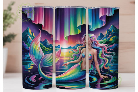 Magical Mermaid Aurora 20oz Tumbler Wrap Sublimation PixelChick 