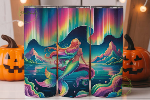 Magical Mermaid Aurora 20oz Tumbler Wrap Sublimation PixelChick 