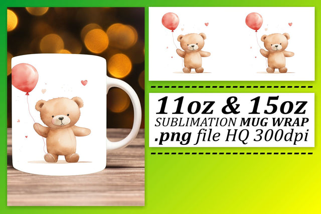 Magical Moments: Watercolor Valentines Bear Sublimation Sublimation afrosvg 