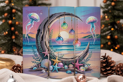 Magical Moon Beach 20oz Tumbler Wrap Sublimation DesignSVG 