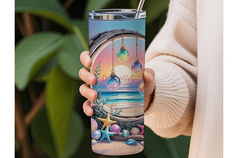 Magical Moon Beach 20oz Tumbler Wrap Sublimation DesignSVG 