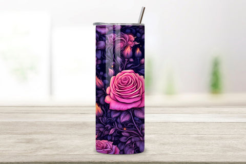 Magical Moonlight Roses Tumbler Wrap, Seamless PNG Sublimation FloridPrintables 