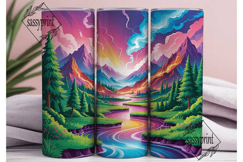 Magical Mountain River 20oz Tumbler Wrap Sublimation sassyprint 