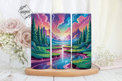 Magical Mountain River 20oz Tumbler Wrap Sublimation sassyprint 