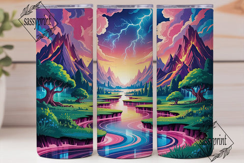 Magical Mountain River 20oz Tumbler Wrap Sublimation sassyprint 