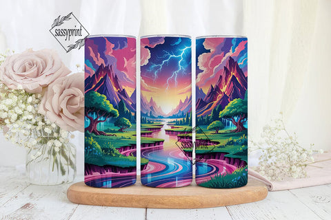 Magical Mountain River 20oz Tumbler Wrap Sublimation sassyprint 