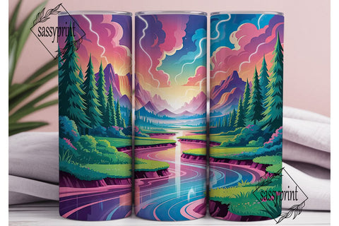 Magical Mountain River 20oz Tumbler Wrap Sublimation sassyprint 
