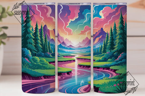 Magical Mountain River 20oz Tumbler Wrap Sublimation sassyprint 