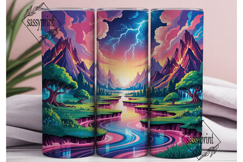 Magical Mountain River 20oz Tumbler Wrap Sublimation sassyprint 