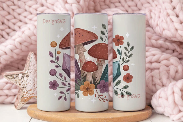 Magical Mushroom & Crystal 20oz Tumbler Sublimation DesignSVG 