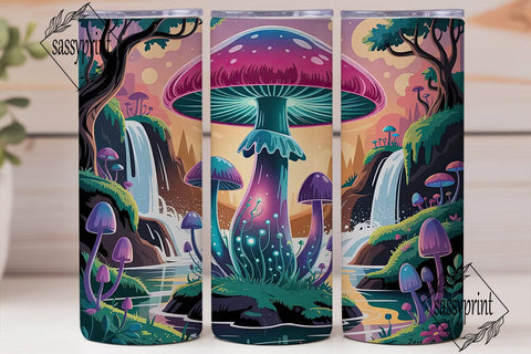 Magical Mushroom Landscape Tumbler Wrap Sublimation sassyprint 