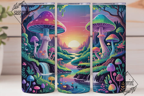 Magical Mushroom Landscape Tumbler Wrap Sublimation sassyprint 
