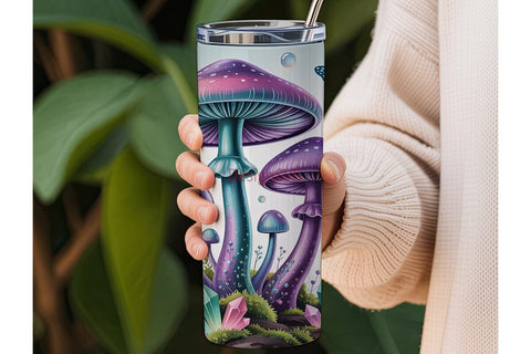 Magical Mushroom Tumbler Wrap Sublimation DesignSVG 