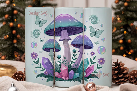 Magical Mushroom Tumbler Wrap Sublimation DesignSVG 