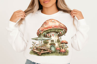 Magical mushroom with butterfly Clipart Sublimation SVGArt 