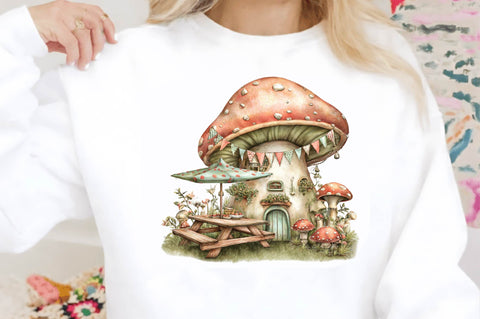 Magical mushroom with butterfly Clipart Sublimation SVGArt 