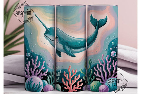 Magical Narwhal 20oz Tumbler Wrap Sublimation sassyprint 