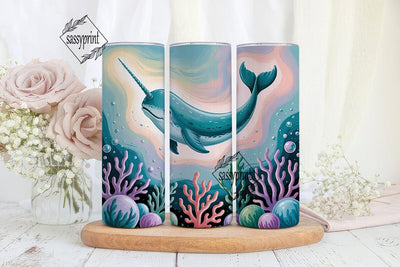 Magical Narwhal 20oz Tumbler Wrap Sublimation sassyprint 
