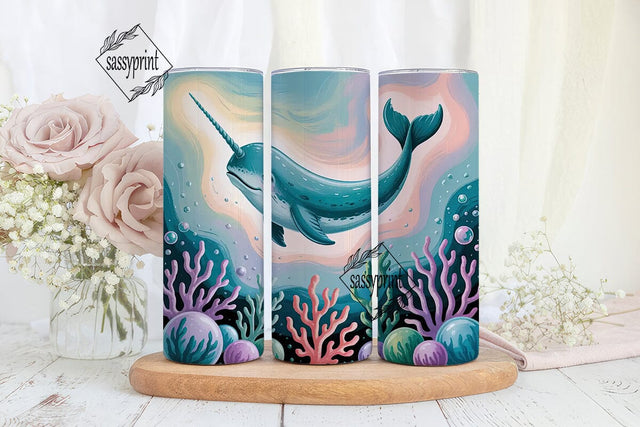 Magical Narwhal 20oz Tumbler Wrap Sublimation sassyprint 