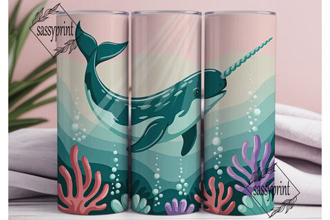Magical Narwhal 20oz Tumbler Wrap Sublimation sassyprint 