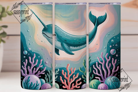 Magical Narwhal 20oz Tumbler Wrap Sublimation sassyprint 