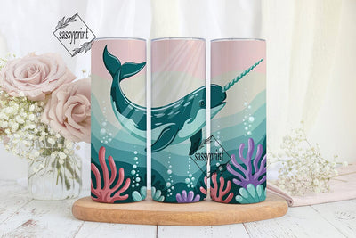 Magical Narwhal 20oz Tumbler Wrap Sublimation sassyprint 