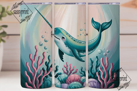 Magical Narwhal 20oz Tumbler Wrap Sublimation sassyprint 