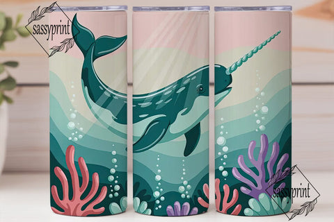 Magical Narwhal 20oz Tumbler Wrap Sublimation sassyprint 