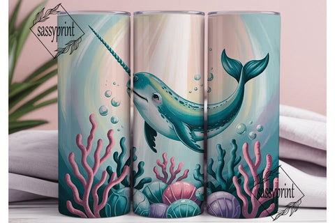 Magical Narwhal 20oz Tumbler Wrap Sublimation sassyprint 