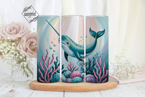 Magical Narwhal 20oz Tumbler Wrap Sublimation sassyprint 