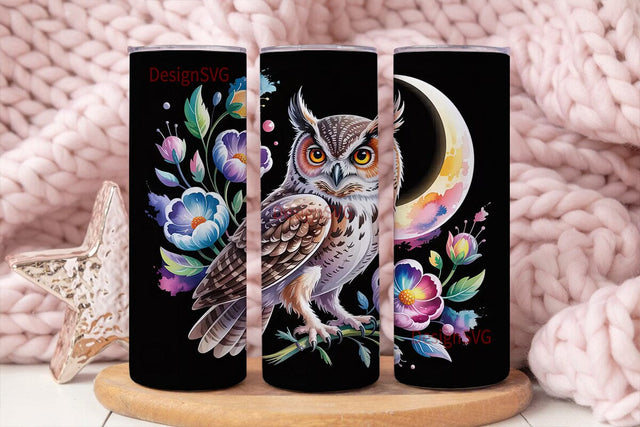 Magical Nebula Owl 20oz Tumbler Wrap Sublimation DesignSVG 